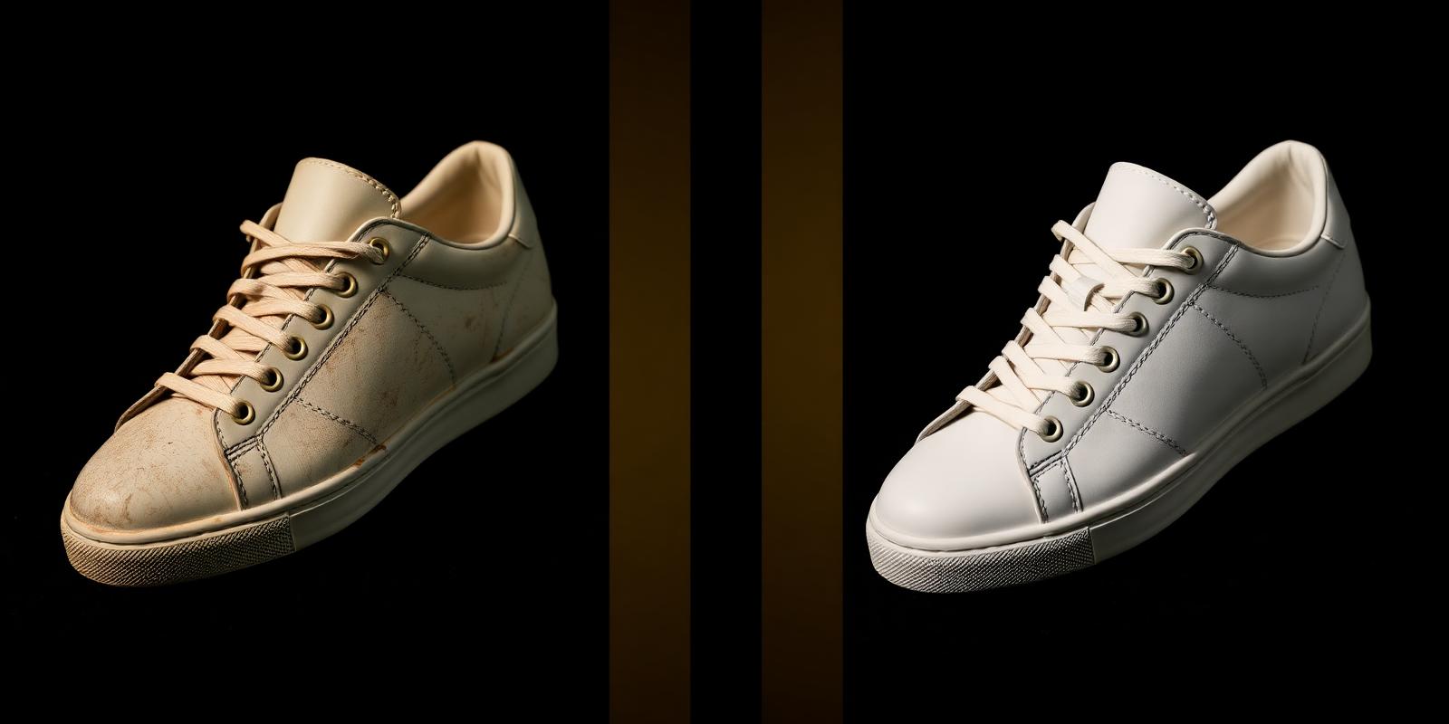Before and after restoration of a luxury sneaker